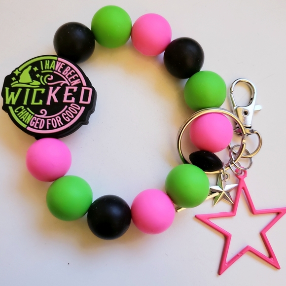 Handmade Accessories - Handmade Silicone Focal Bead Wicked Wristlet Keychain